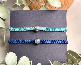 Matching Braided Hematite Gemstone Bracelets: Couples, Friends