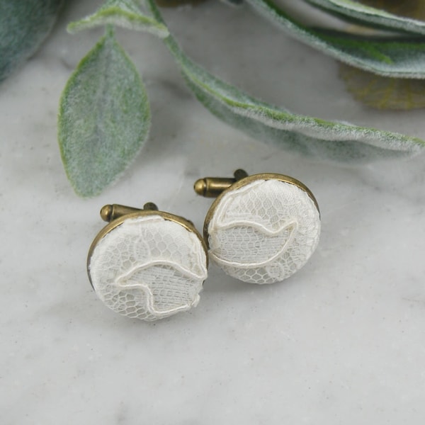 Custom Made Cufflinks from Your Wedding Dress, Sentimental Gifts, Lace Dress Cufflinks, Memorial Gifts