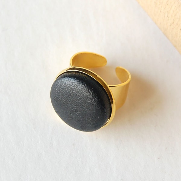 Faux Leather Ring for 3rd Anniversary, Gift for Wife, Adjustable Ring, Choose your Color, Choose your Finish