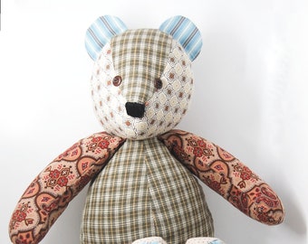 Memory Bear from Loved Ones Clothing, Remembrance Gift, Keepsake Stuffed Bear, Memory Keepsake, Custom Teddy Bear, Artist Teddy Bear, 18"