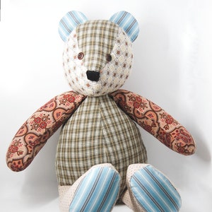 Memory Bear from Loved Ones Clothing, Remembrance Gift, Keepsake Stuffed Bear, Memory Keepsake, Custom Teddy Bear, Artist Teddy Bear, 18"