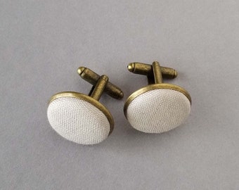 Linen Cufflinks for 4th Wedding Anniversary, Unique Gifts for Husband, Novelty Cuff Links, 12 Year Anniversary Gift for Him