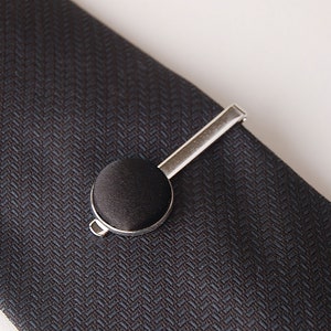 Silk Tie Bar, 12th Anniversary Gift Ideas for Husband, Novelty Tie Clip, Black Silk or Red Silk