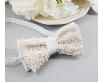 Custom Bow Tie from Your Wedding Dress, Handmade Bowtie from Lace with Adjustable Strap, Memorial Groom Accessories, Upcycled Keepsake