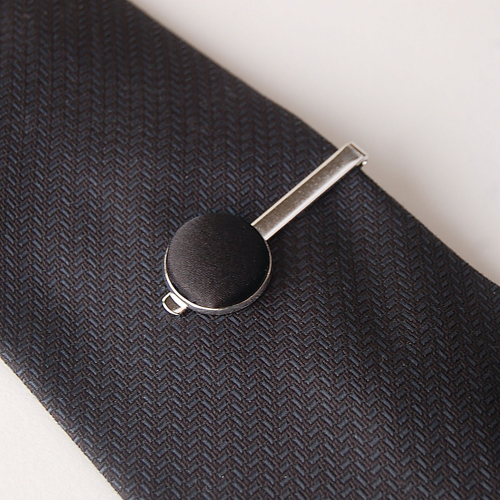Silk Tie Bar, 12th Anniversary Gift Ideas for Husband, Novelty Tie Clip, Black Silk or Red Silk