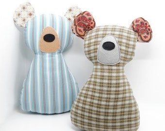 Small Memory Bear from Loved Ones Clothing, Keepsake Stuffed Bear, Remembrance Gift, Custom Teddy Bear, 10" Simple Family Bear, QTY 1