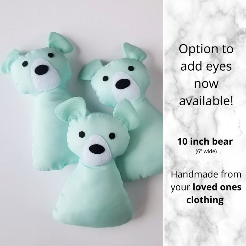 Small Memory Bear from Loved Ones Clothing, Keepsake Stuffed Bear, Remembrance Gift, Custom Teddy Bear, 10 Simple Family Bear, QTY 1 image 2