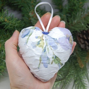 Memory Ornament made from your Loved One's Clothing, Sympathy Gift Ideas for the Family, Custom Personalized Memorial Heart Ornament