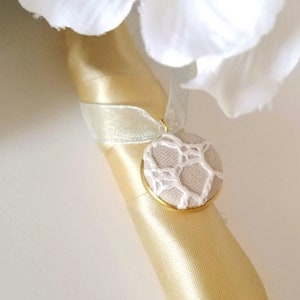 Bouquet Charms Customized with Your Loved Ones Clothing, Wedding Dress Charm in Gold, Single Custom Charm with Lace