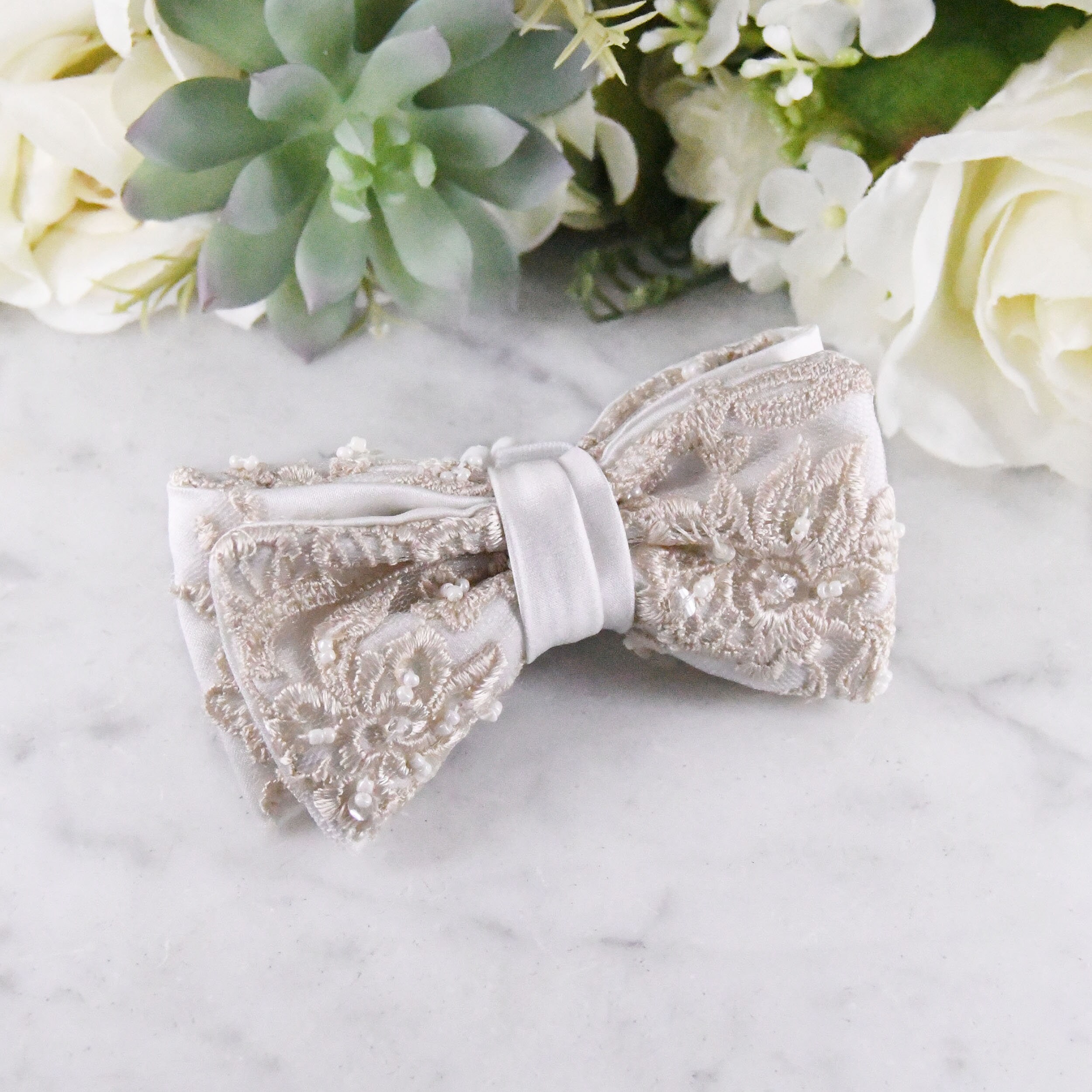 Custom Bow Tie From Your Wedding Dress, Handmade Bowtie From Lace