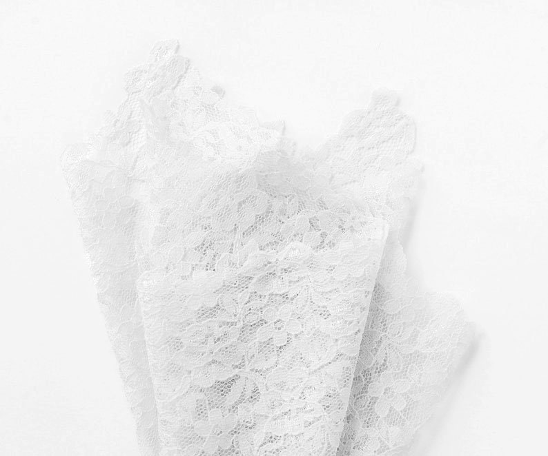 Lace Pocket Square, Gift for Husband for 13th Wedding Anniversary, Groom's White Wedding Lace