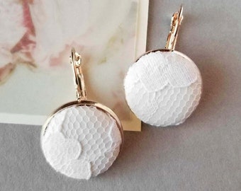 Personalized Pair of Earrings from Your Wedding Dress, Sentimental Gifts, Lace Dress Drop Earrings