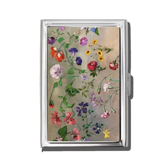 Floral Design Flowers Cigarette Case Or Card Holder, Zigarettenetui,  Business Card, Antique Alive