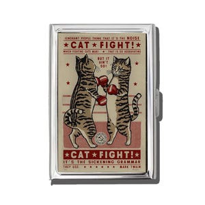 Cat Fight Art Nouveau Vintage Cigarette Case Or Card Holder, Zigarettenetui, Business Card, Antique Alive, Meme