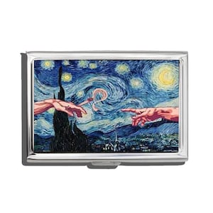 Starry Night Pass, estojo para cigarros ou porta-cartões, Zigarettenetui, cartão de visita, Antique Alive