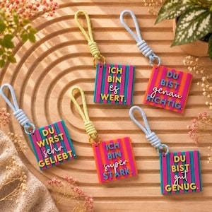 3D-Datei – 14x Anhänger Affirmationen - Geschenk zum Schulanfang