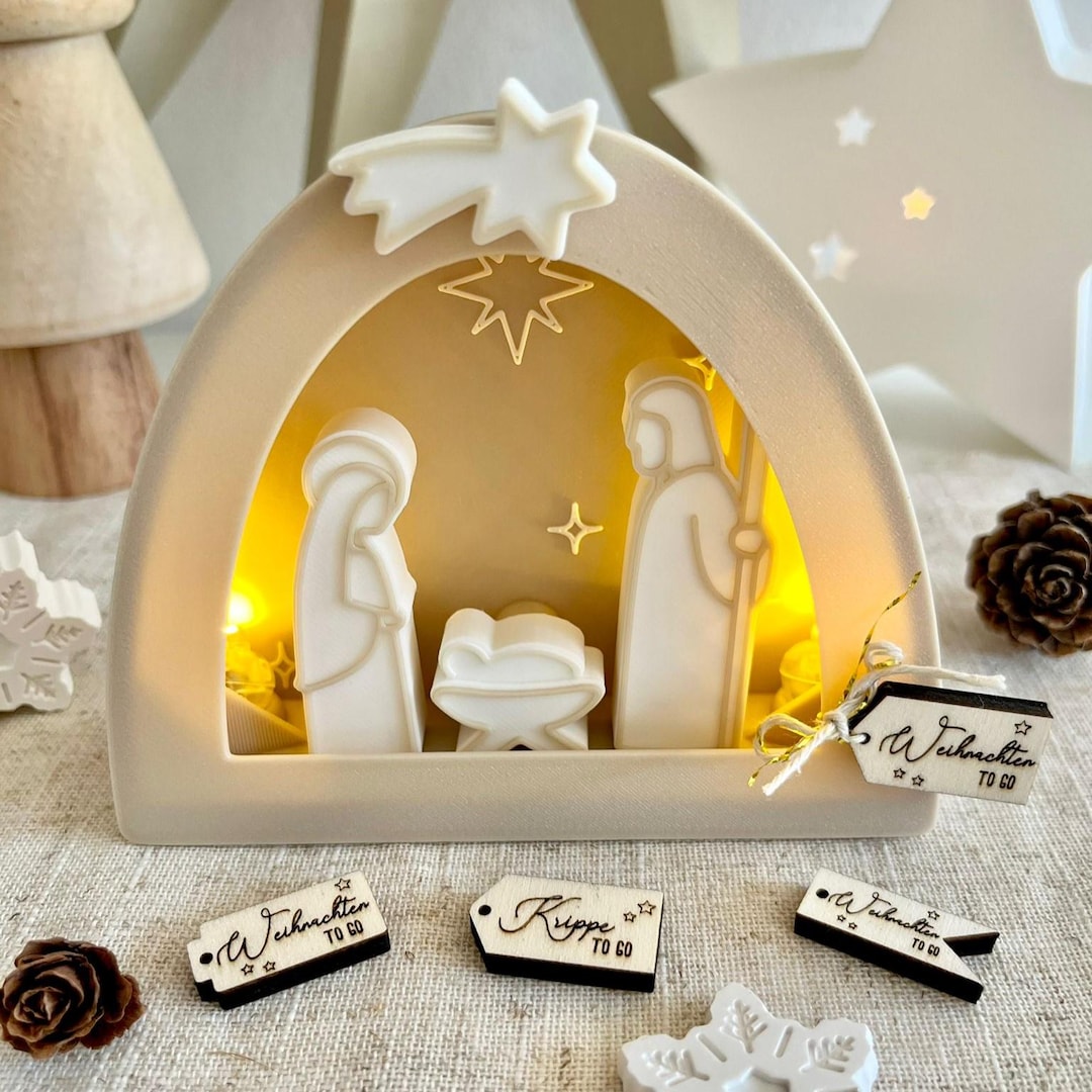 3D File - Mini Nativity Scene to Go - Includes Lid for Gift Wrapping ...