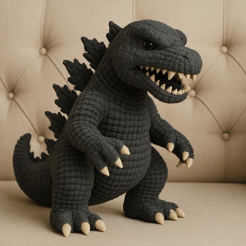 Godzilla Crochet Pattern – Large Amigurumi Monster Plush PDF – Fierce ...