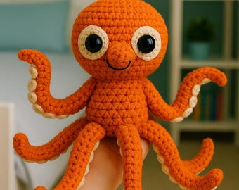 Octopus Puppet Amigurumi Pattern PDF – Beginner Friendly Crochet Toy – Movable Tentacles – Sea Animal DIY Plush