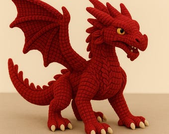 Red Dragon Crochet Pattern – Realistic Amigurumi Dragon Plushie PDF – Fantasy Creature DIY Intermediate Crochet Tutorial