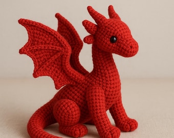 Cute Red Dragon Crochet Pattern PDF – Adorable Fantasy Amigurumi – Easy Plushie DIY Pattern – Instant Digital Download
