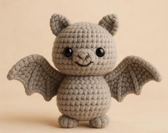 Niedliche Fledermaus Amigurumi Häkelanleitung – Anfängerfreundliches Halloween-Plüschtier – Tier ohne Nähen – Flügel ohne Nähen – Kawaii Tier DIY
