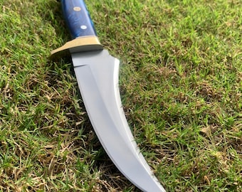 Jagdmesser, D2 Stahlklinge Vollerl, Griff aus Resin mit Lederüberzug