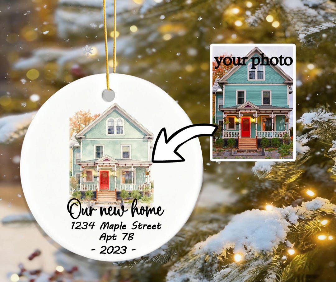 Custom Watercolor House Ornament, Personalized Home Christmas Ornament ...