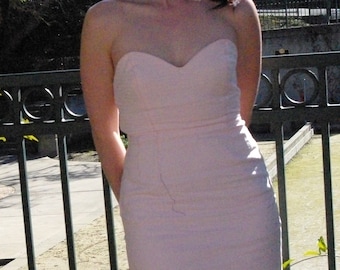 Midi Pencil Dress Sweetheart Strapless Cherry Blossom Pink Wiggle High End Fashion Custom Made
