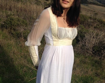Vestido de novia casual Cottagecore Prairie de manga larga / Vestido minimalista / renacentista con mangas Juliette / Inspirado en Gunne Sax