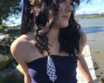 Vestido de playa y velo por negro regaliz novia Couture Bias Cut 1930s Vintage Style Vestido