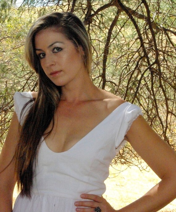 Low Cut Linen Dress White Sexy Youthful Bridal Day Dress Etsy