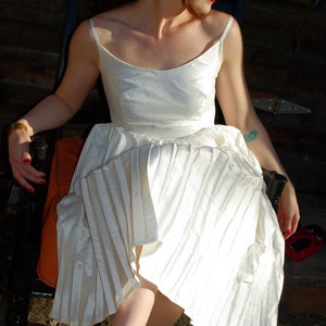 Handmade Pleated Silk Old Hollywood Style Wedding Dress | Bateau Neckline, Ballet Neckline, Midi Dress,  Made in the USA