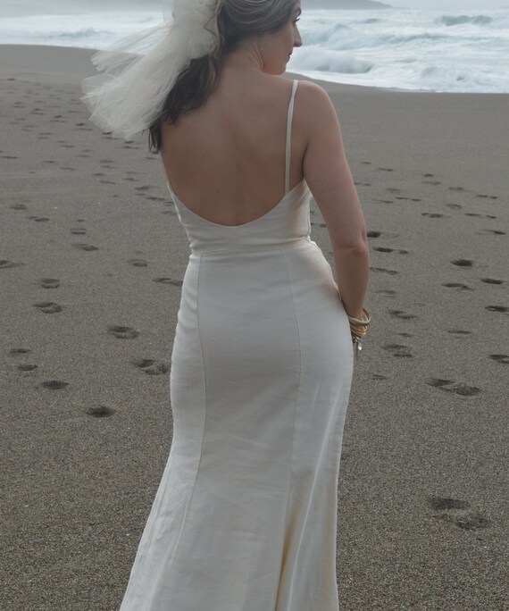 Beach Wedding Dress Backless Fit And Flare Gown Ankle Length Etsy