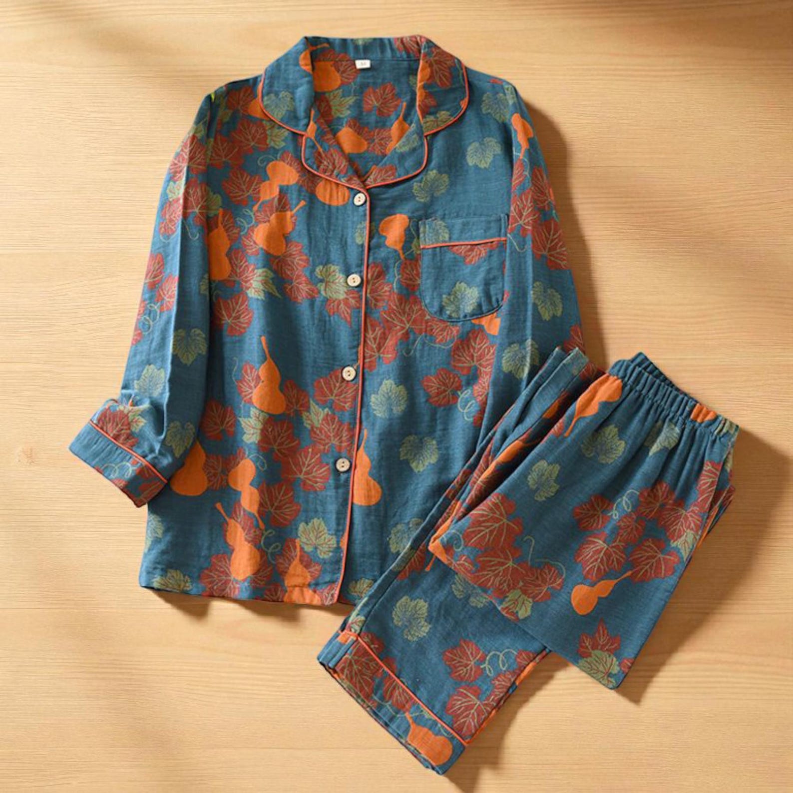 Printed Cotton Crepe Pajama Set: Women's Summer Loungewear