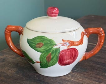 Franciscan Apple Double Handle Sugar Bowl with Lid Made in USA