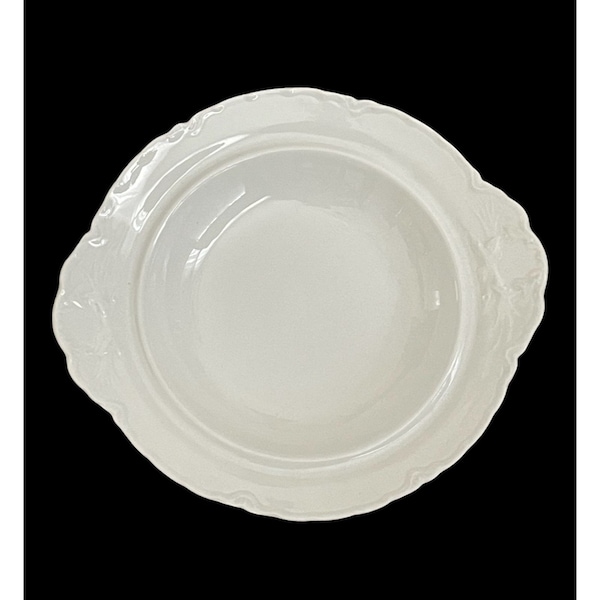 Haviland France White Porcelain Bowl With Handles Wheat Pattern