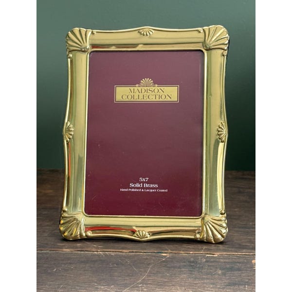 Solid Brass 5x7 Photo Picture Frame Sea Shell Pattern Madison Collections