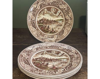 Four Johnson Brothers Historic America Dinner Plates View of Boston