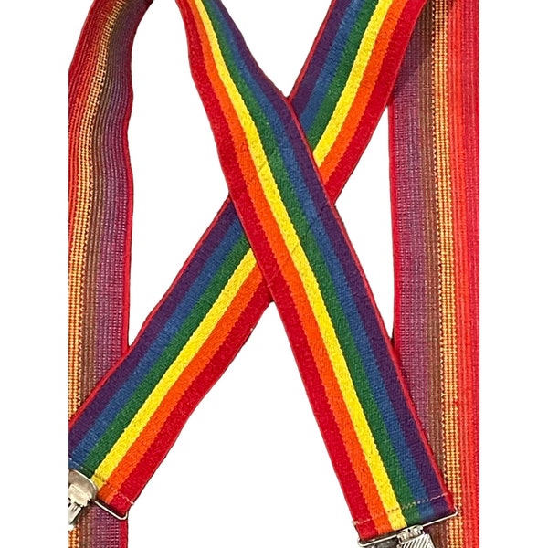 Vintage Rainbow Elastic Suspenders