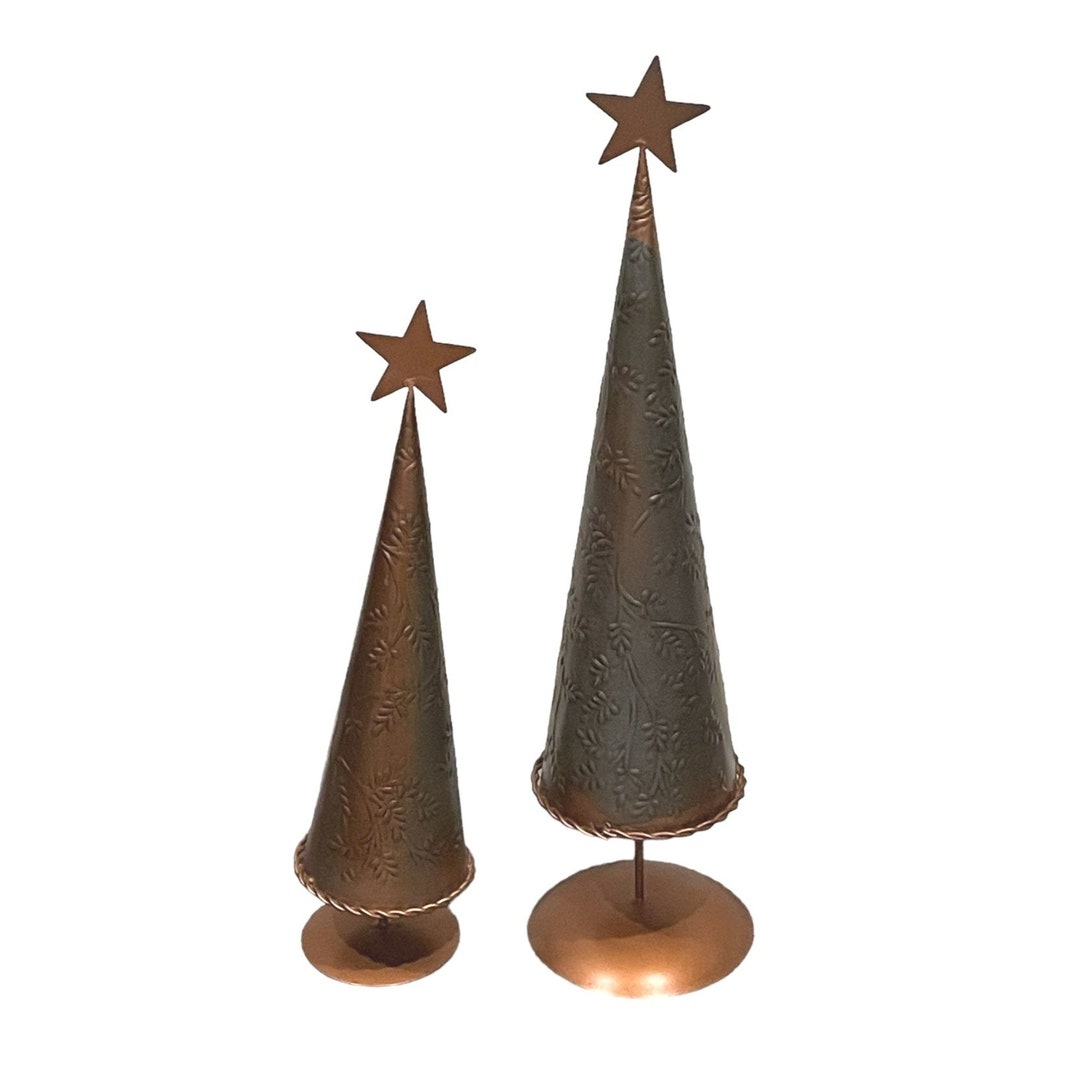 Pair of Copper Metal Christmas Trees Etsy
