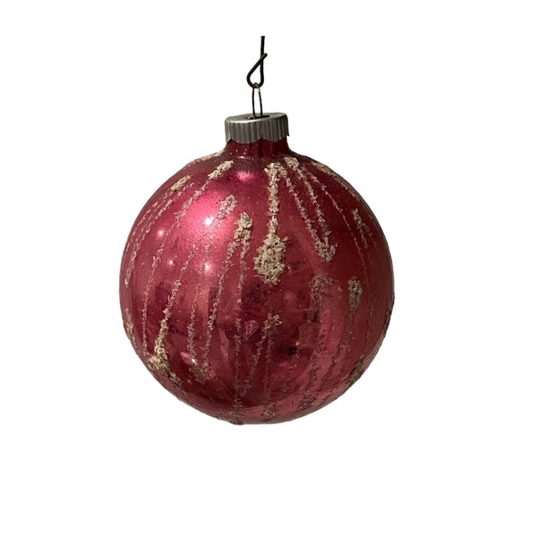 Vintage Large Shiny Brite Christmas Ornament Pink White Mica Drizzle