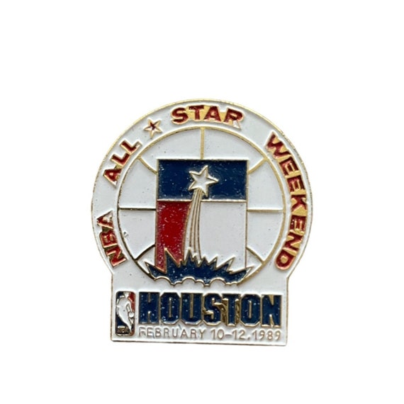 NBA All Star Weekend Houston 1989 Pushback Pin Ba… - image 1