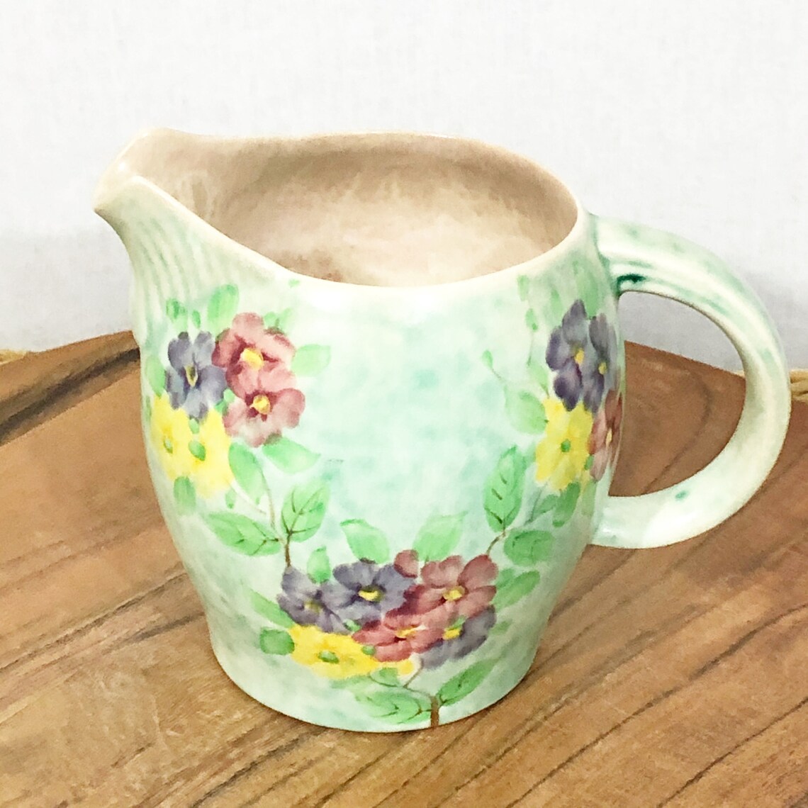Radford English Pottery Hand Painted Green Floral Jug Etsy