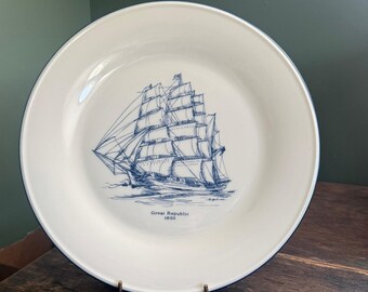 Lenox Special Great Republic 1853 Clipper Ship Nautical Plate Blue White USA