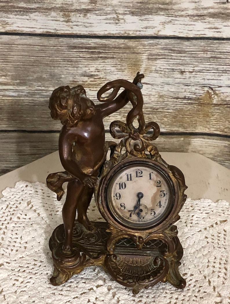 Antique Waterbury Clock Company USA Cupid Tabletop Clock Etsy