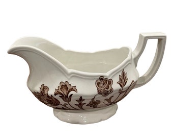 Windsong Ironstone Brown Transferware Gravy Boat Staffordshire J&G Meakin