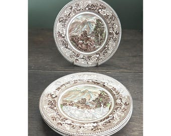 Four Johnson Brothers Historic America Fruit Bread Plates Covered Wagons