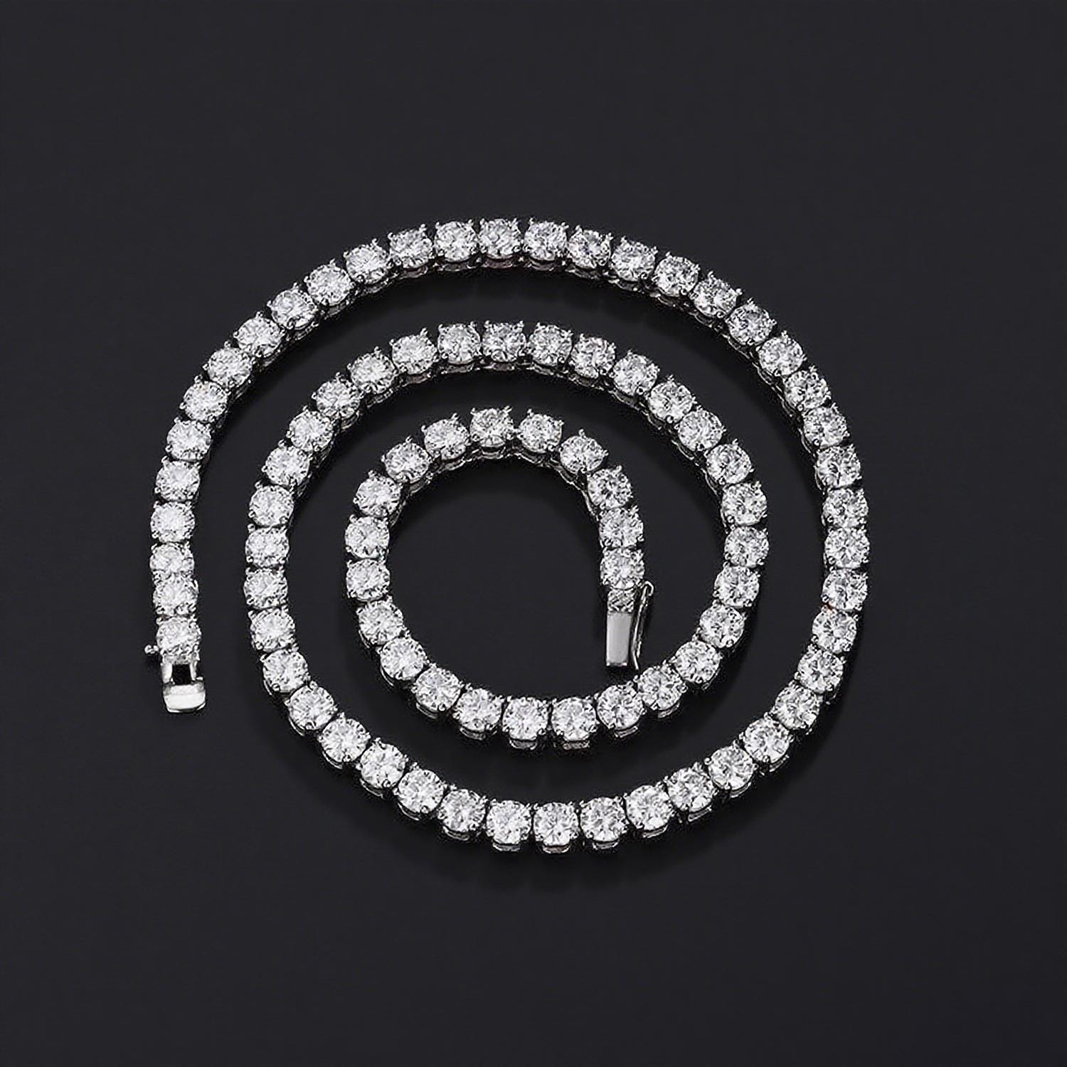 Moissanite Diamond Tennis Chain Necklace S925 Sterling Silver