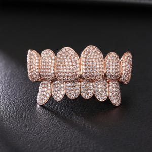 Luxus individuelle Grillz | 925 Sterling Silber & 10K Gold Moissanite Teeth Grillz | Diamantschliff Grillz